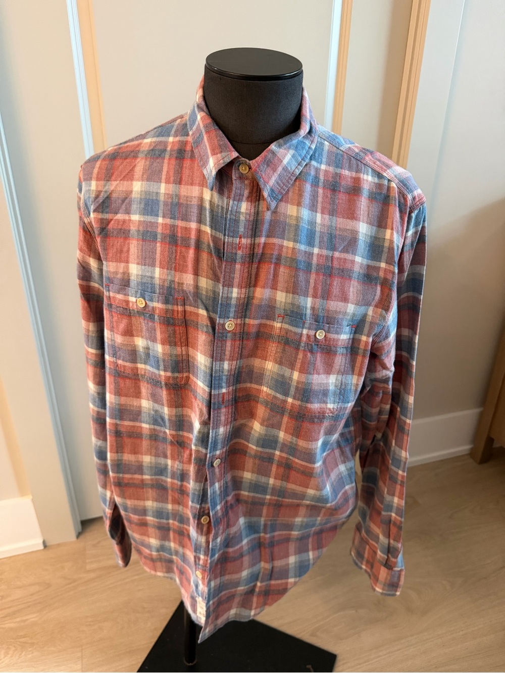 Lucky Brand Men's Plaid Button-Down Shirt in Red and Blue